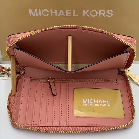 Michael Kors Jet Set Travel LG Flat MF Phone Case Sunset Rose - Picture 5 of 16